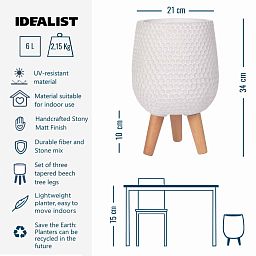 IDEALIST Lite Honeycomb Style Egg Planter on Legs, Round Pot Plant Stand Indoor