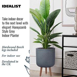 IDEALIST Lite Honeycomb Style Cylinder Planter on Legs, Round Pot Plant Stand Indoor