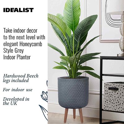 IDEALIST Lite Honeycomb Style Cylinder Planter on Legs, Round Pot Plant Stand Indoor
