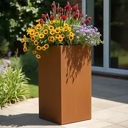 Andes High Cube Corten Steel Outdoor Planter