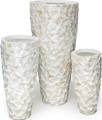 Shell Conical Round Tall Polystone Indoor Planter