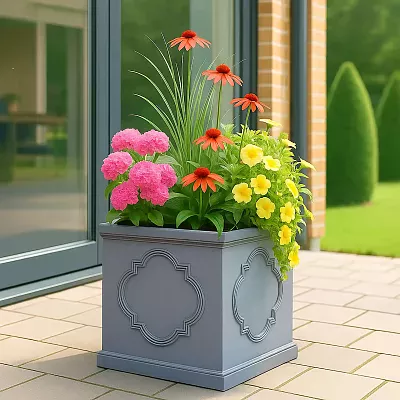 IDEALIST Windsor Light Stone Square Garden Planter