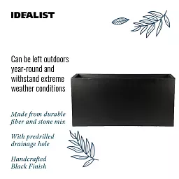 Set of 2 IDEALIST Lite Trough Garden Planters, Light Concrete Outdoor Large Plant Pots