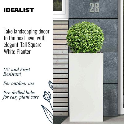 IDEALIST Lite Tall Square Contemporary Light Concrete Planter