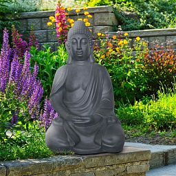 IDEALIST Lite Sitting in Meditation Buddha Grey Indoor and Outdoor Statue L35.5 W26.5 H50.5 cm