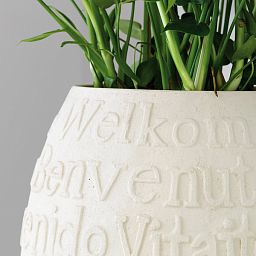 Welcome Round Tall Polystone Outdoor Planter