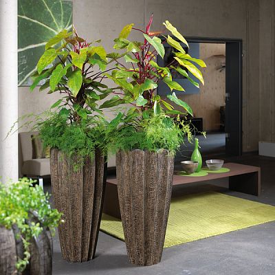 Firewood Round Tall Polystone Indoor Planter