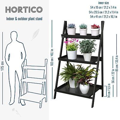 Narrow Step Ladder Folding 3-Tier Plant Stand