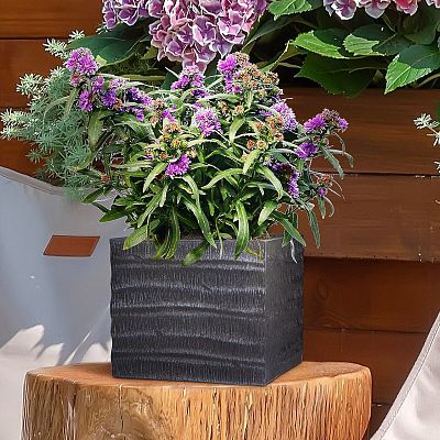 IDEALIST Lite Straw Ribbed Square Outdoor Planter