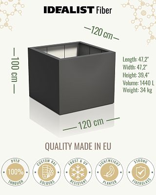 PURE Low Cube Outdoor Fiberglass Planter