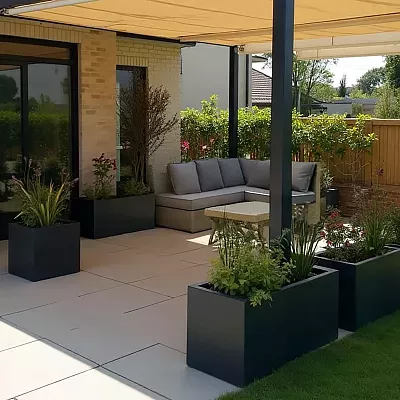 IDEALIST Lite Contemporary Light Concrete High Trough Planter