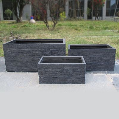 IDEALIST Lite Ribbed Light Concrete Trough Planter