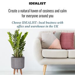 IDEALIST Lite Modern Ribbed Cylinder Planter on Legs, Round Pot Plant Stand Indoor