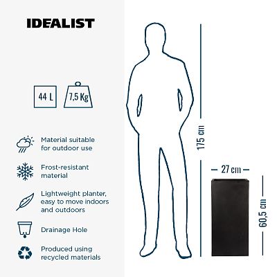 IDEALIST Lite Tall Square Contemporary Light Concrete Planter