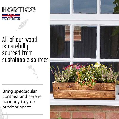 Rustic Scandinavian Redwood Window Box Outdoor Planter Made in UK by HORTICO