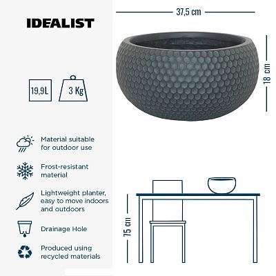 IDEALIST Lite Honeycomb Style Bowl Outdoor Planter