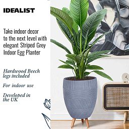 IDEALIST Lite Striped Egg Planter on Legs, Round Pot Plant Stand Indoor