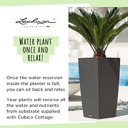 LECHUZA CUBICO Cottage Square Tall Poly Resin Self-watering Planter