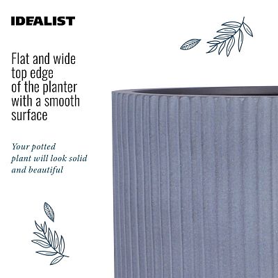 IDEALIST Lite Ribbed Cylinder Planter on Legs, Round Pot Plant Stand Indoor
