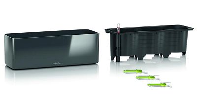 LECHUZA CUBE Glossy Triple Trough Poly Resin Self-watering Planter