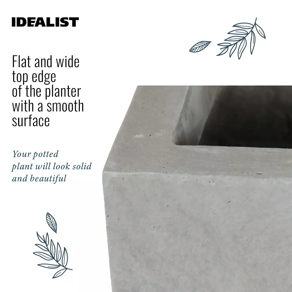 IDEALIST Lite Contemporary Light Concrete High Trough Planter