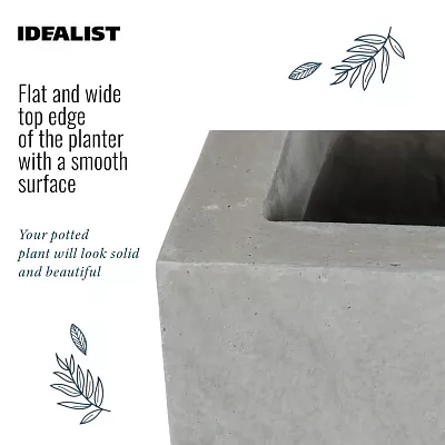 IDEALIST Lite Contemporary Light Concrete High Trough Planter Set