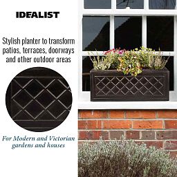 IDEALIST Lite Window Box Faux Lead Lattice Grey Light Stone Planter