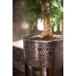 Glaze Round Tall Polystone Indoor Planter