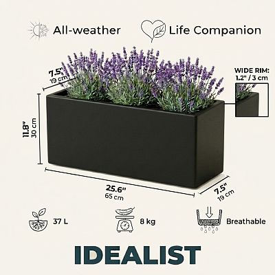 IDEALIST Lite Contemporary Light Concrete High Trough Planter