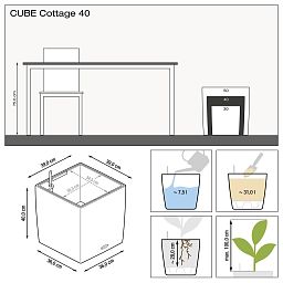 LECHUZA CUBE Cottage Square Poly Resin Self-watering Planter