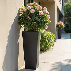 Ceramic Tapered Square Tall Matte Planter Pot In/Out