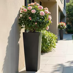 Ceramic Tapered Square Tall Matte Planter Pot In/Out