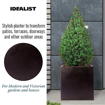 IDEALIST Lite Square Box Contemporary Light Concrete Planter Set