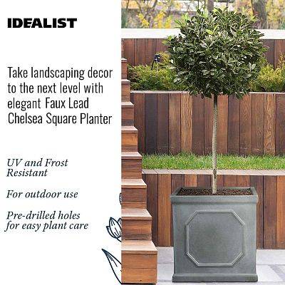 IDEALIST Lite Faux Lead Chelsea Box Square Light Concrete Planter