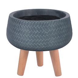 IDEALIST Lite Plaited Style Bowl Planter on Legs, Round Pot Plant Stand Indoor