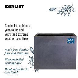 IDEALIST Lite Contemporary Light Concrete Trough Planter Set