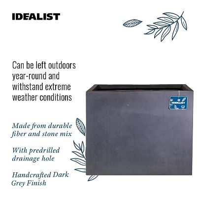 IDEALIST Lite Contemporary Light Concrete Trough Planter Set