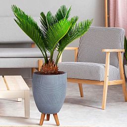 IDEALIST Lite Striped Egg Planter on Legs, Round Pot Plant Stand Indoor