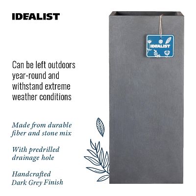 IDEALIST Lite Tall Square Contemporary Light Concrete Planter