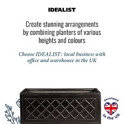 IDEALIST Lite Window Box Faux Lead Lattice Grey Light Stone Planter