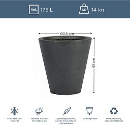 IDEALIST Lite Round Contemporary Light Concrete Planter