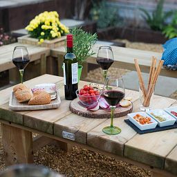 Outdoor Wooden Low Level Sleeper Table by Forest Garden