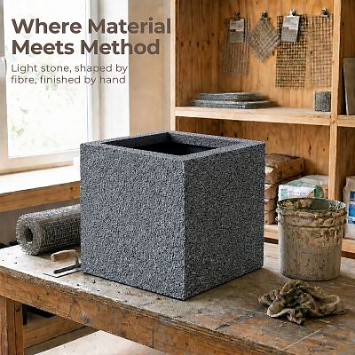 IDEALIST Lite Textured Concrete Effect Square Outdoor Planter