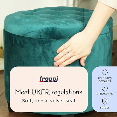 Premium Footstool with Storage Round Velvet Ottoman Storage Pouffe on Feet by Froppi