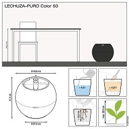 LECHUZA PURO Color Round Poly Resin Self-watering Planter