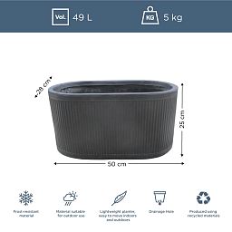 IDEALIST Lite Vertical Ribbed Vintage Style Oval Trough Planter
