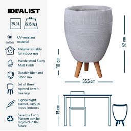 IDEALIST Lite Striped Egg Planter on Legs, Round Pot Plant Stand Indoor