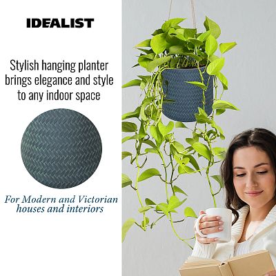 IDEALIST Lite Plaited Style Table and Hanging Cylinder Round Plant Pot Dual Use Indoor Planter