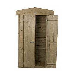 Installed Outdoor Pressure Treated Wooden Overlap Apex Tall Garden Store by Forest Garden