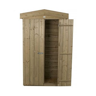 Installed Outdoor Pressure Treated Wooden Overlap Apex Tall Garden Store by Forest Garden